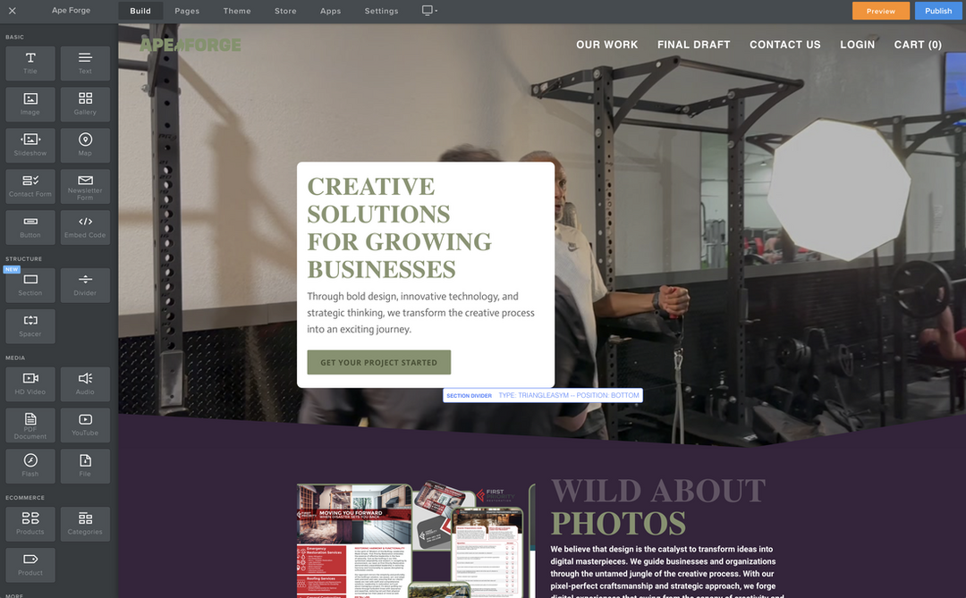 Drag and drop website editor